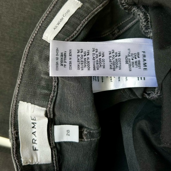 Frame Denim Ali Wide Leg Jeans High Rise Noise Charcoal Gray Exposed Buttons 28 - Picture 9 of 10